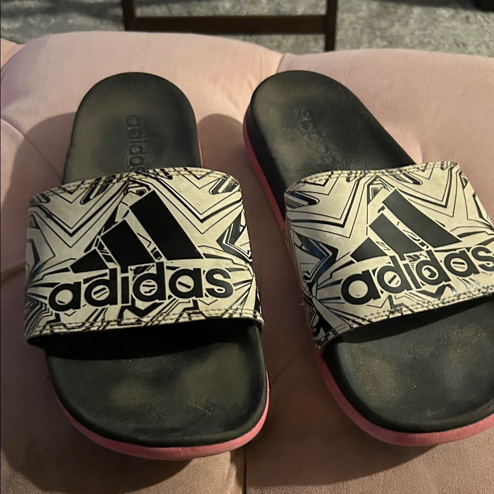 11 adidas slides graphic white black